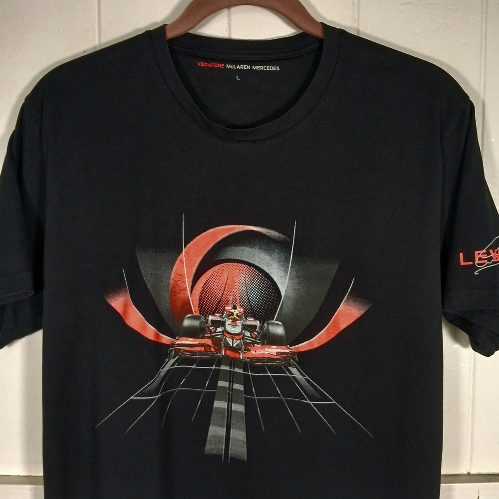 Vodafone McLaren Mercedes Lewis Hamilton F1 Racing T-Shirt Mens Large Black